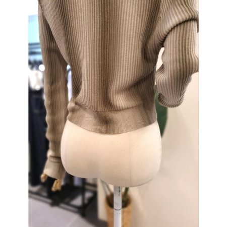 스모크 골지 니트 숏 가디건 베이지