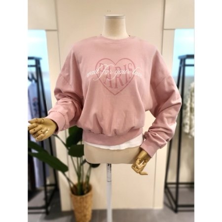 파리스 크롭 쭈리 맨투맨 핑크