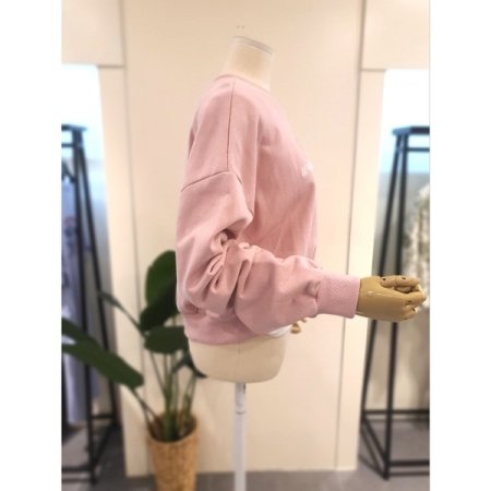 파리스 크롭 쭈리 맨투맨 핑크