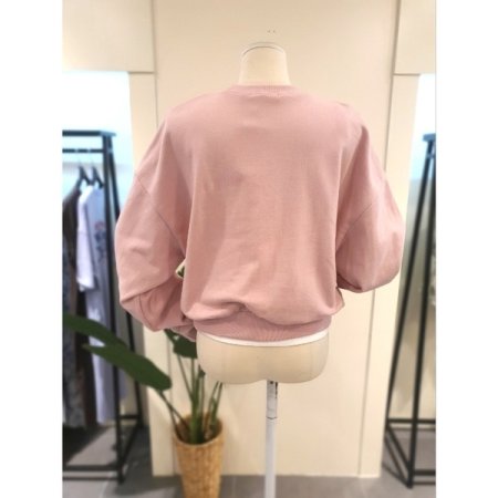 파리스 크롭 쭈리 맨투맨 핑크