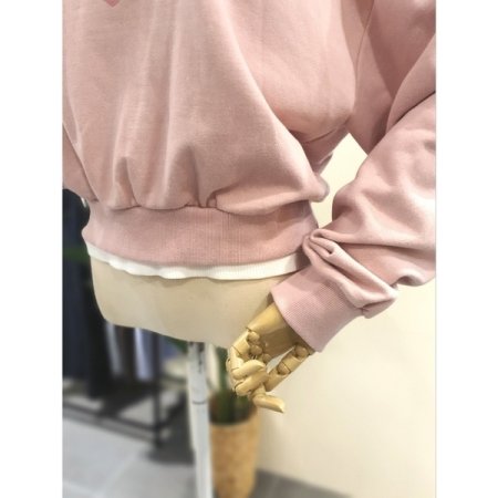 파리스 크롭 쭈리 맨투맨 핑크