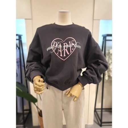 파리스 크롭 쭈리 맨투맨 핑크