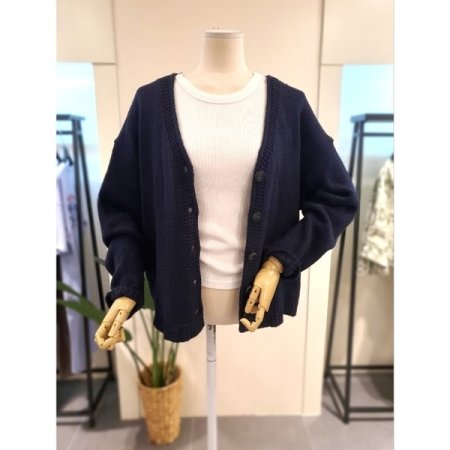 어텀 나그랑 니트 가디건 네이비
