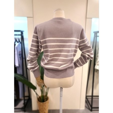 히든 스트라이프 가디건 그레이