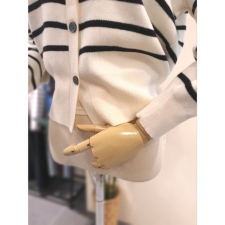 히든 스트라이프 가디건 아이보리