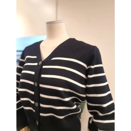 히든 스트라이프 가디건 블랙