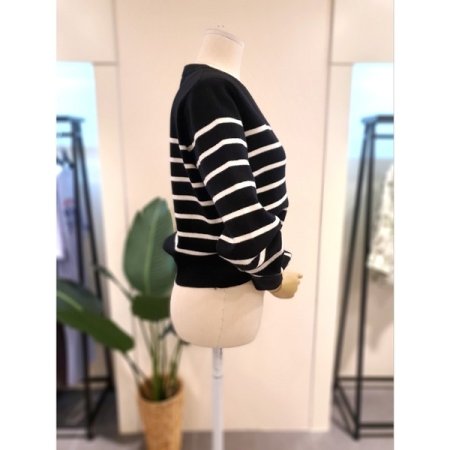 히든 스트라이프 가디건 블랙