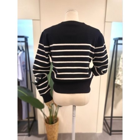 히든 스트라이프 가디건 블랙