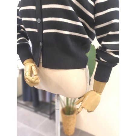 히든 스트라이프 가디건 블랙