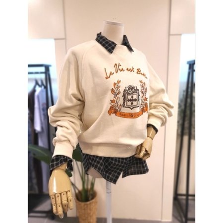 벨 프린팅 나그랑 맨투맨 크림