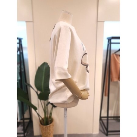 플라워 프린팅 반팔 티셔츠 아이보리