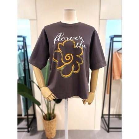 플라워 프린팅 반팔 티셔츠 아이보리