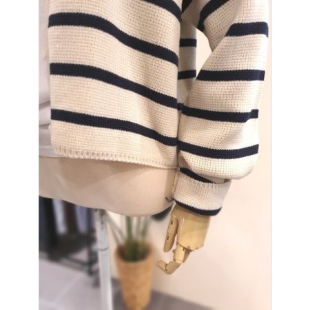 스트라이프 자가드 가디건 아이보리