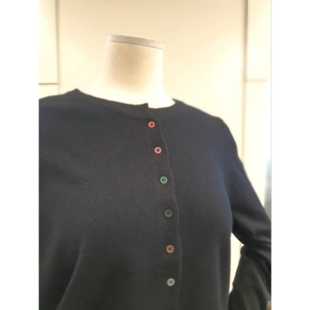 오색 솔리드 버튼 가디건 블랙