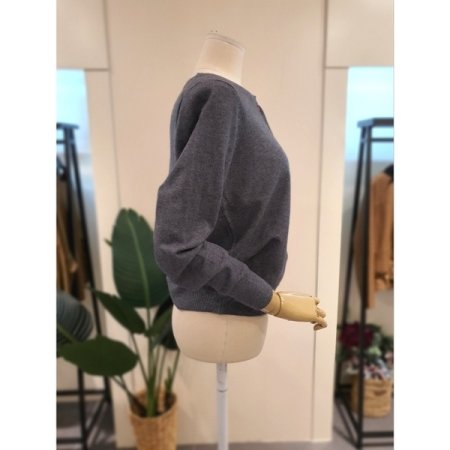 오색 솔리드 버튼 가디건 그레이