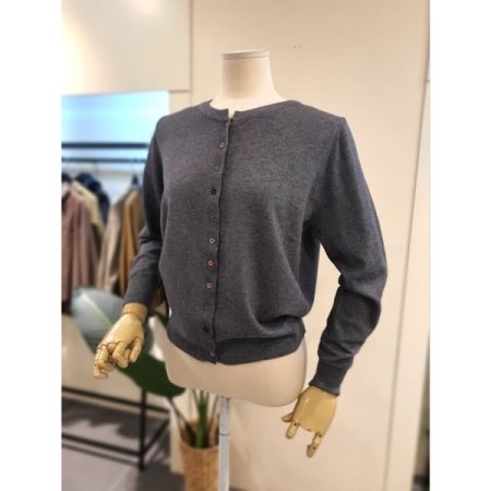 오색 솔리드 버튼 가디건 그레이