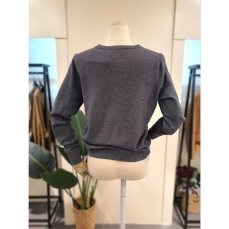 오색 솔리드 버튼 가디건 그레이