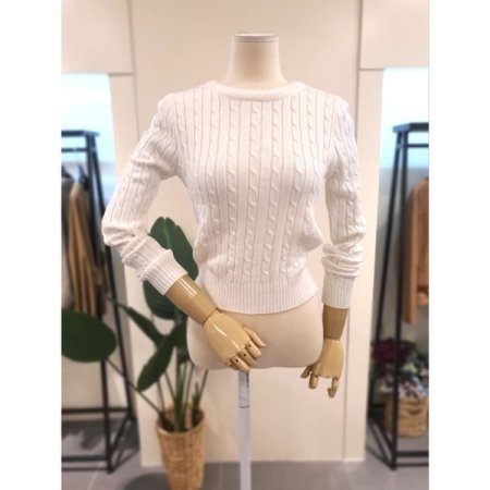 피넛 꾀배기 긴팔 니트 아이보리