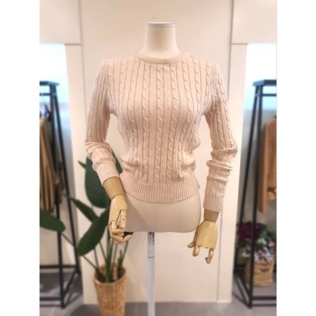 피넛 꾀배기 긴팔 니트 베이지