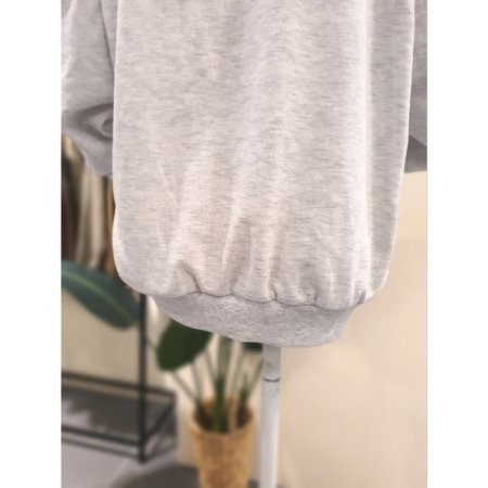 자수 레터링 긴팔 티셔츠 라이트그레이