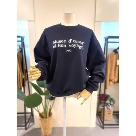 자수 레터링 긴팔 티셔츠 라이트그레이