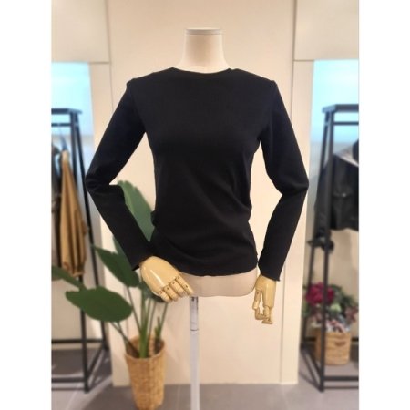 슬림 물결 골지 티셔츠 베이지