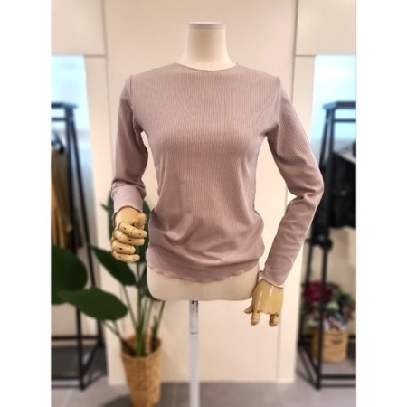 슬림 물결 골지 티셔츠 블랙