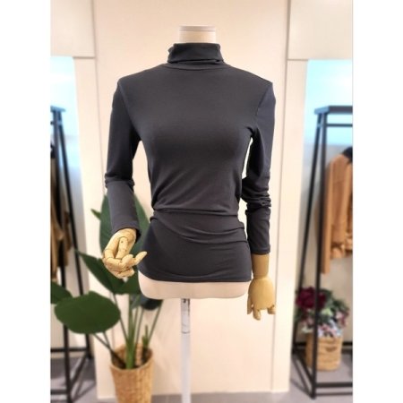 베이직 폴라 스판 티셔츠 다크그레이