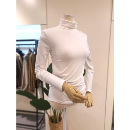 베이직 폴라 스판 티셔츠 아이보리