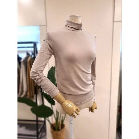 베이직 폴라 스판 티셔츠 베이지