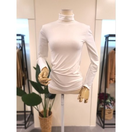 베이직 폴라 스판 티셔츠 베이지