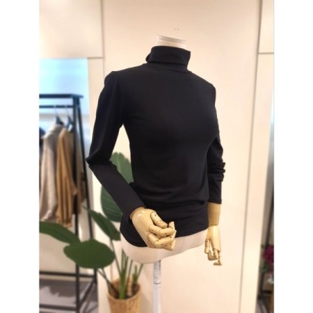 베이직 폴라 스판 티셔츠 블랙