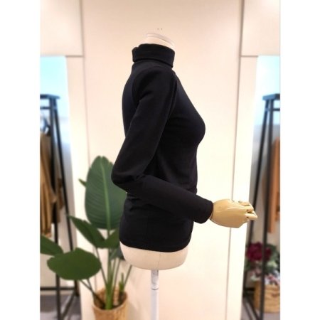 베이직 폴라 스판 티셔츠 블랙