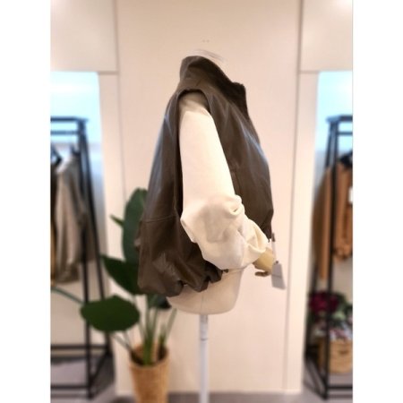 에코 가죽 벌룬 베스트 브라운