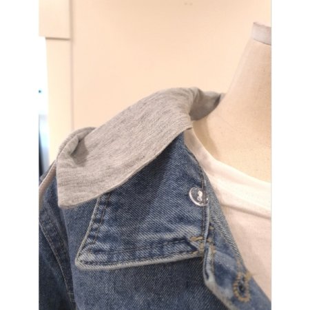 후드 탈부착 데님 자켓 블루