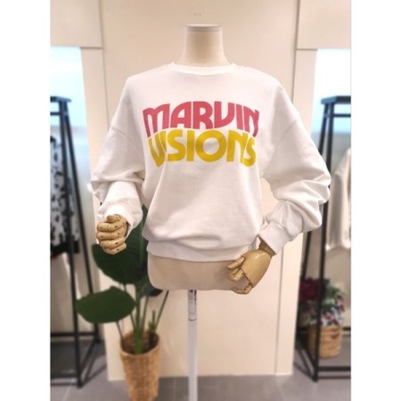 배색 프린팅 맨투맨 카키