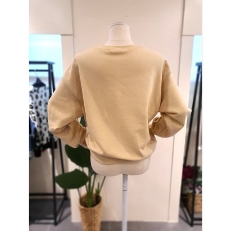 배색 프린팅 맨투맨 옐로우