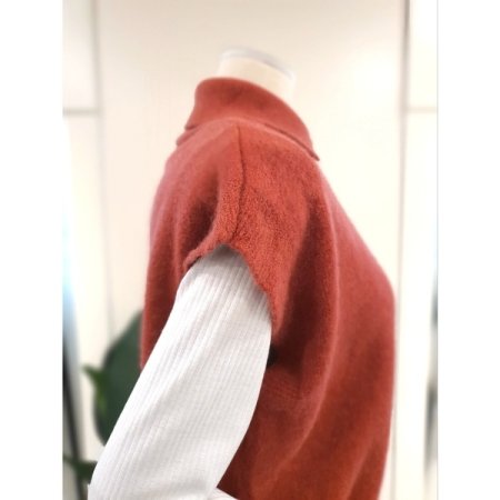 수 버튼 폴라 니트 베스트 브릭