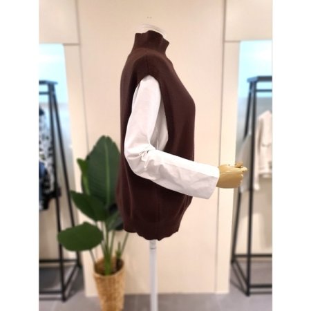 밑단트임 반목 레이어드 조끼 브라운