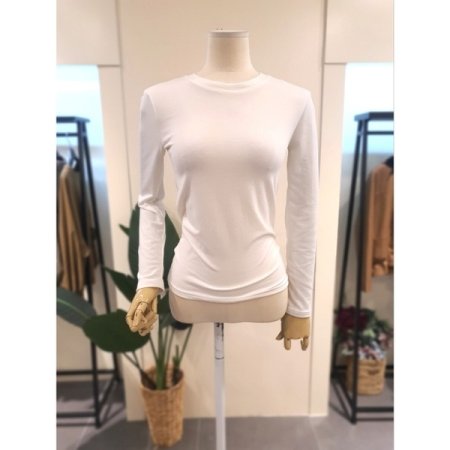 스판 라운드넥 티셔츠 아이보리