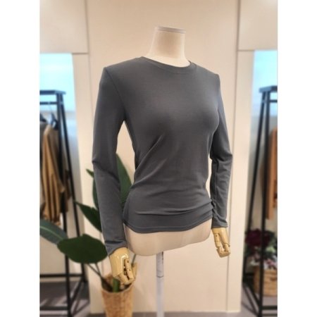 스판 라운드넥 티셔츠 카키