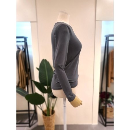 스판 라운드넥 티셔츠 카키