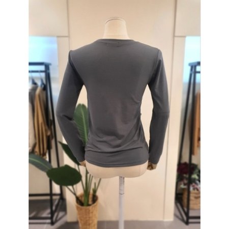 스판 라운드넥 티셔츠 카키