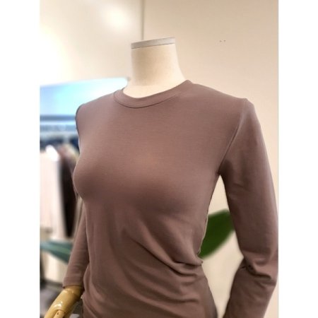 스판 라운드넥 티셔츠 브라운