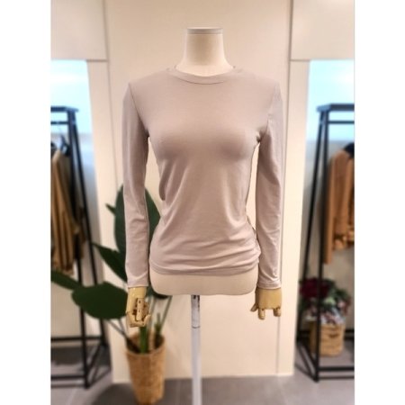 스판 라운드넥 티셔츠 브라운