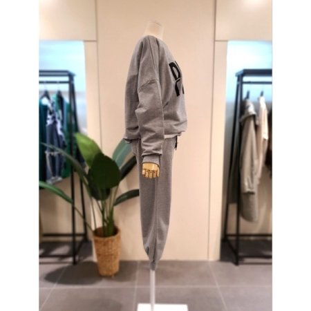 페이퍼 맨투맨 팬츠 세트 그레이