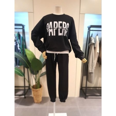 페이퍼 맨투맨 팬츠 세트 그레이