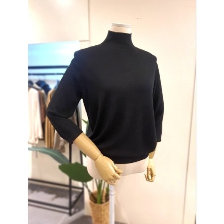 반목 7부소매 버튼 니트 블랙