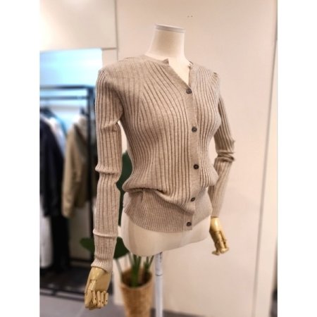레인 슬림 골지 가디건 베이지