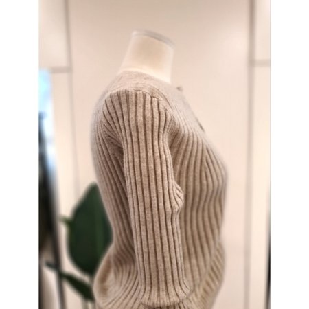 레인 슬림 골지 가디건 베이지